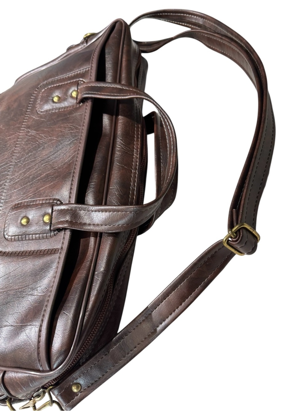 Vintage Porsche Brown Leather Gold Logo Brass Hardware Shoulder Briefcase - Picture 5 of 12